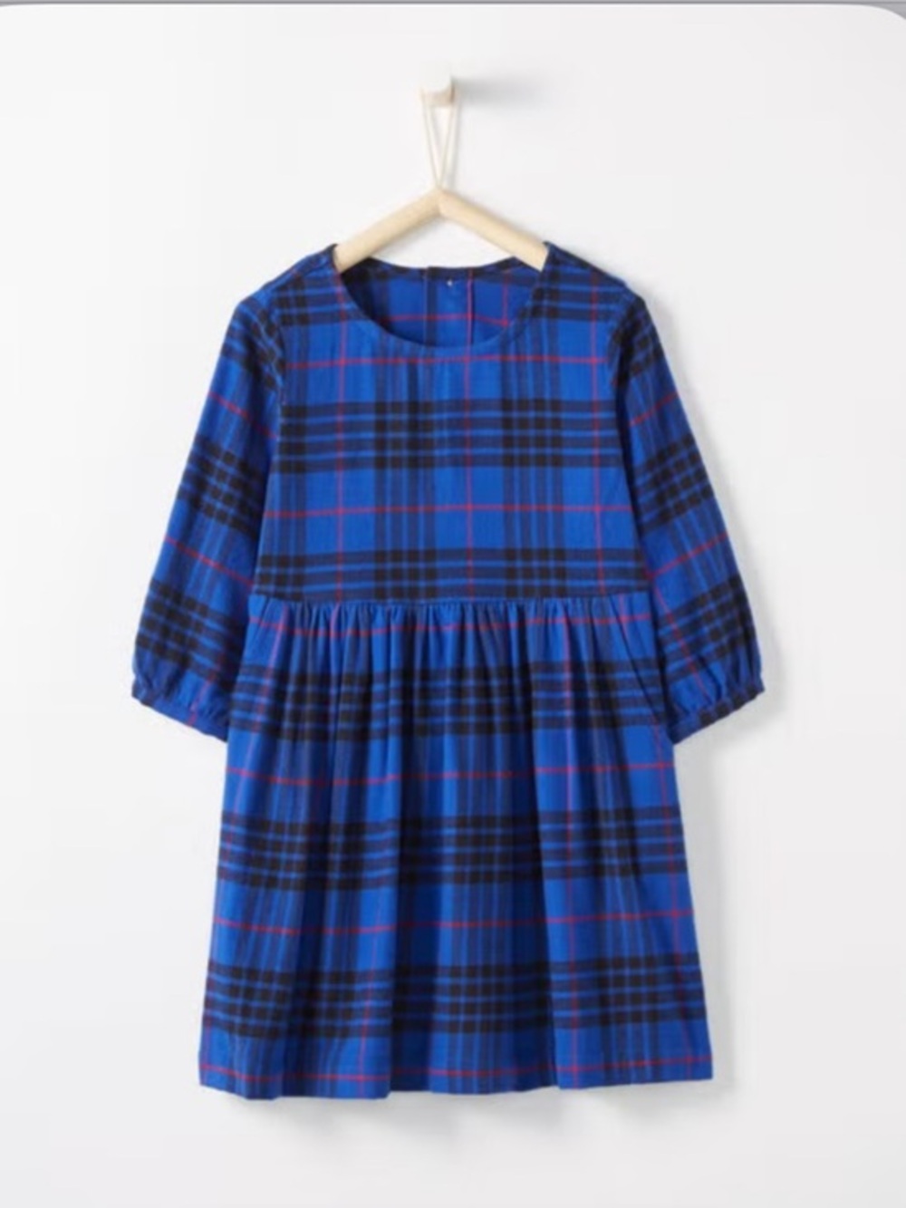 Hanna Andersson Festive Flannel Dress Deep Blue Sea Size 110cm US 5